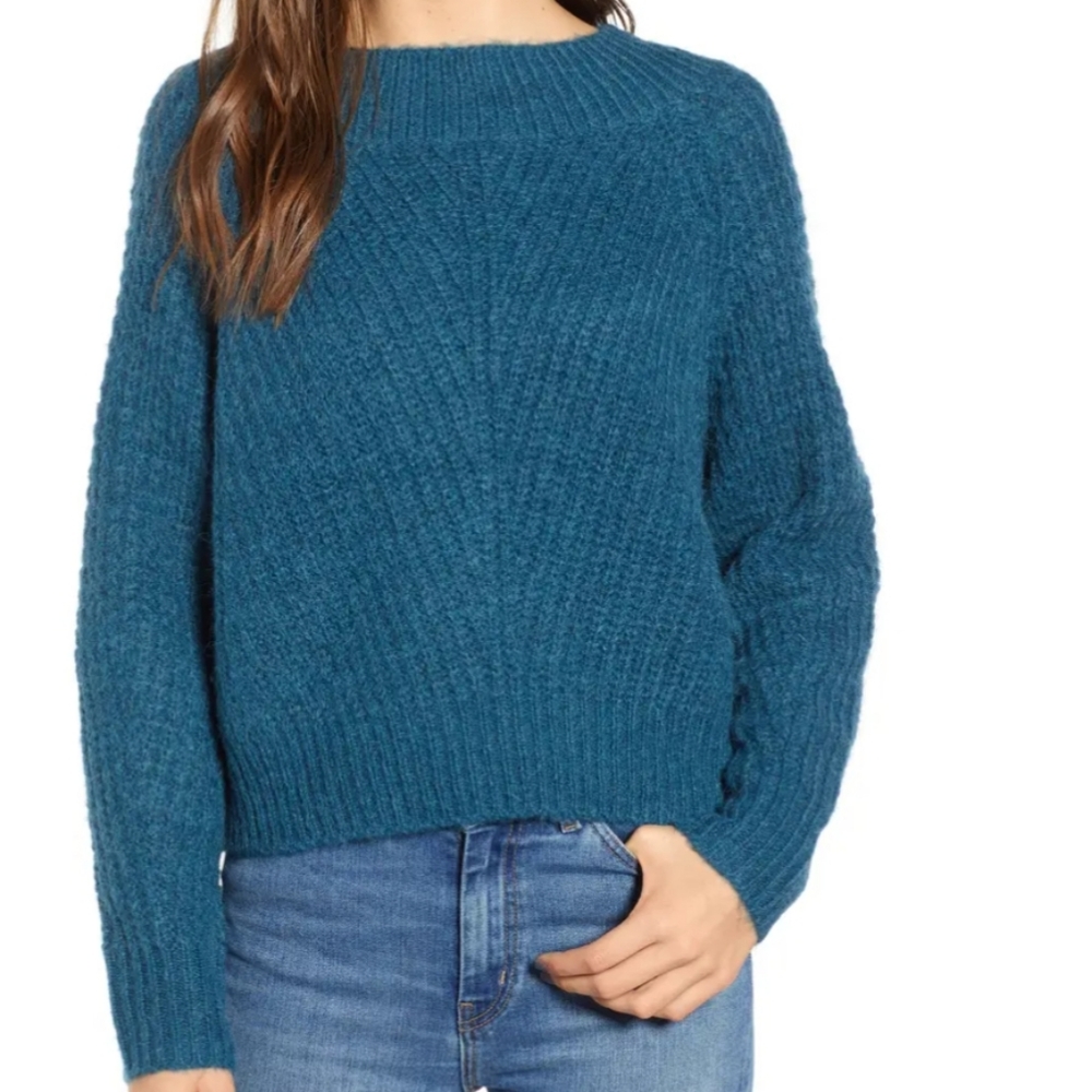 Leith Chunky Ribbed Crew Neck Pullover Sweater Sz S